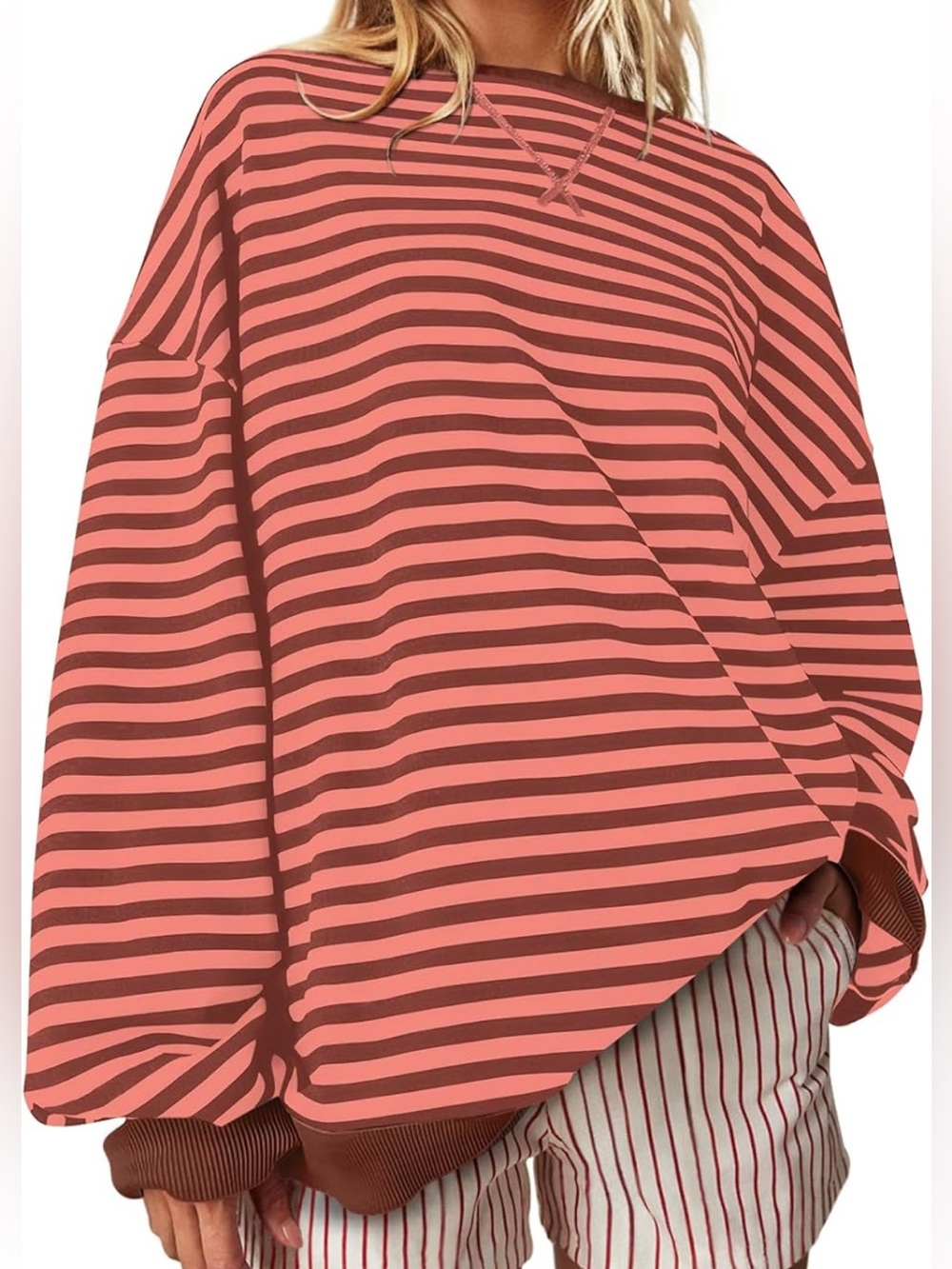 ⭐️NWT⭐️ UEU Women Oversized Striped Crewneck Sweatshirt